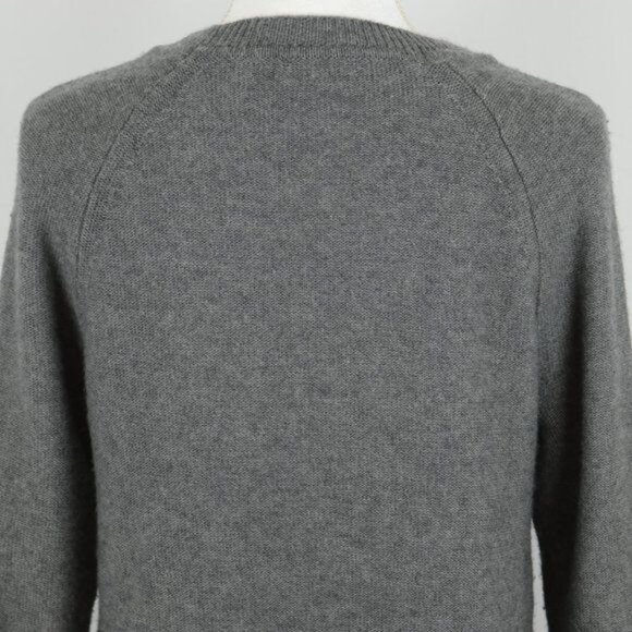 J. Crew Women's XS Gray Merino Wool Ribbed Crewneck 3/4 Raglan Sleeve Sweater - Picture 4 of 8